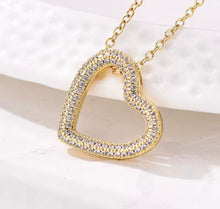 Load image into Gallery viewer, All Around Sideways Zircon Heart Necklace
