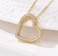 All Around Sideways Zircon Heart Necklace