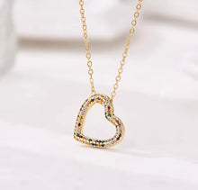 Load image into Gallery viewer, All Around Sideways Zircon Heart Necklace
