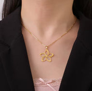 Five Petal Flower Necklace & Earrings Set