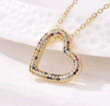 Load image into Gallery viewer, All Around Sideways Zircon Heart Necklace
