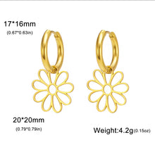 Load image into Gallery viewer, Flower Hoop Huggie Earrings
