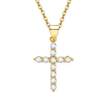 Load image into Gallery viewer, Round Zircon Cross Necklace
