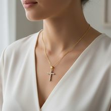Load image into Gallery viewer, Round Zircon Cross Necklace
