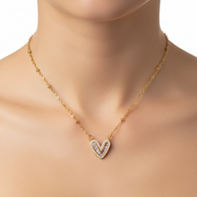 Load image into Gallery viewer, Baguette Filled Heart Necklace
