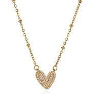 Baguette Filled Heart Necklace