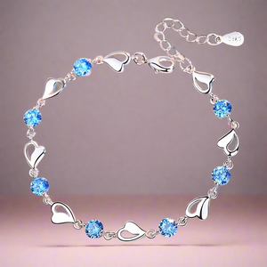 Hearts & Aqua Zircon Bracelet