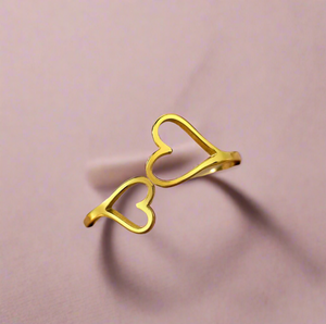 Double Hollow Heart Ring