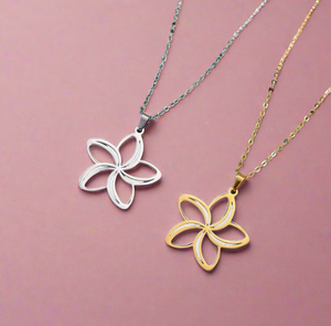 Five Petal Flower Necklace & Earrings Set