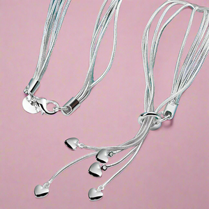 Dangling Bunches of Hearts Necklace