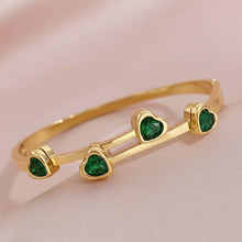 Load image into Gallery viewer, Four Heart Bangle Bracelet
