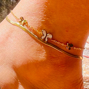 3 Butterflies Double Anklet