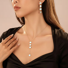 Load image into Gallery viewer, 4 Stone Dangling Resin Necklace &amp; Earrings Set
