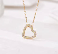 Load image into Gallery viewer, All Around Sideways Zircon Heart Necklace
