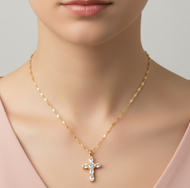 Princess Cut Zircon Cross Necklace