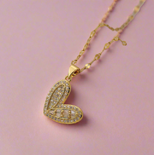 Load image into Gallery viewer, Zircon Filled Heart Necklace
