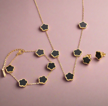 Load image into Gallery viewer, Five Leave Clover Flower Necklace, Bracelet &amp; Earrings Set
