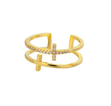 Load image into Gallery viewer, Double Cross Zircon Ring
