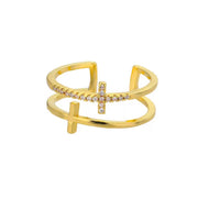 Double Cross Zircon Ring