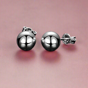 Big Bead Stud Silver Earrings