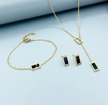 Load image into Gallery viewer, Rectangular Shell Necklace, Bracelet &amp; Earrings Set
