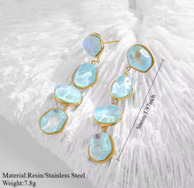 Load image into Gallery viewer, 4 Stone Dangling Resin Necklace &amp; Earrings Set
