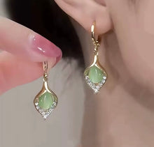 Load image into Gallery viewer, Sage Green Sparkle Huggies Hoop Earrings
