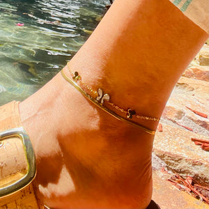 3 Butterflies Double Anklet