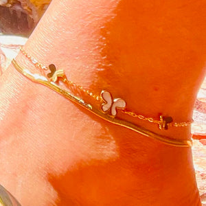 3 Butterflies Double Anklet