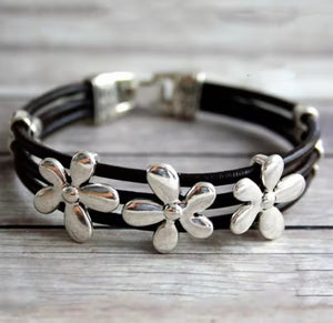 Flower Leather Bracelet