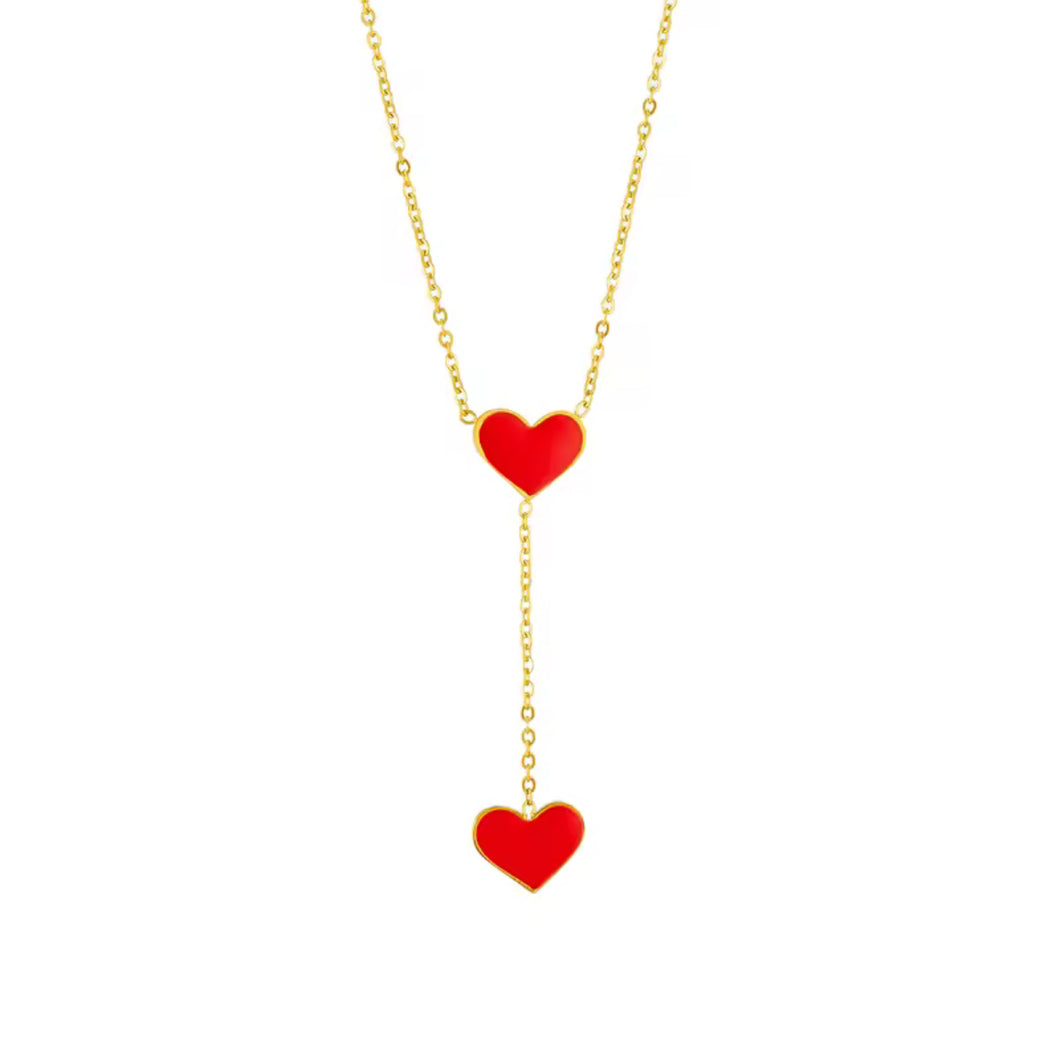 Red Hearts Dangling Pendent Necklace
