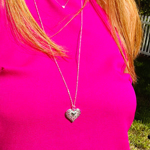 Hollow & Solid Long Heart Necklace