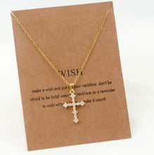 Load image into Gallery viewer, Round Pointy Zircon Cross Necklace
