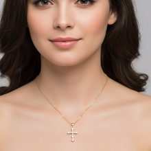 Load image into Gallery viewer, Round Pointy Zircon Cross Necklace
