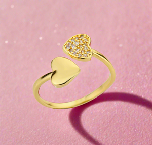 Kissing Hearts Zircon Ring