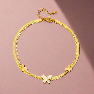 3 Butterflies Double Anklet