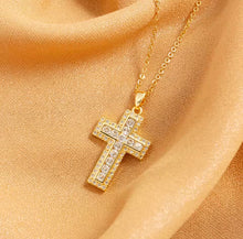 Load image into Gallery viewer, Square Zircon Cross Pendent Necklace
