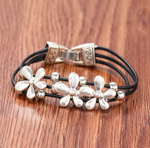 Flower Leather Bracelet