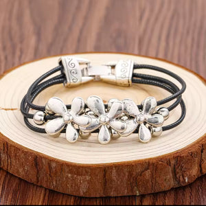 Flower Leather Bracelet