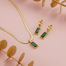 Load image into Gallery viewer, Emerald Green Necklace &amp; Earrings Set
