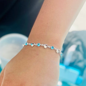 Hearts & Aqua Zircon Bracelet