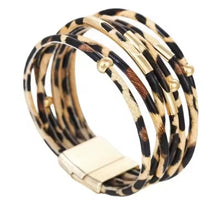 Load image into Gallery viewer, Magnetic Leopard Leather Bracelet
