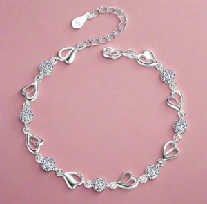 Hearts & Aqua Zircon Bracelet