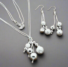 Load image into Gallery viewer, Dangling Silver Balls Necklace &amp; Earrings Set
