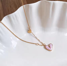 Load image into Gallery viewer, Double Dangling Heart Shell Necklace
