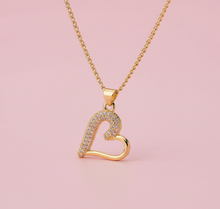 Load image into Gallery viewer, Sideways Open Zircon Heart Necklace
