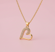 Sideways Open Zircon Heart Necklace