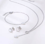 Pearl Heart Necklace, Bracelet & Earring Set