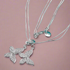 Double Dangling Butterfly Necklace