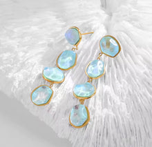 Load image into Gallery viewer, 4 Stone Dangling Resin Necklace &amp; Earrings Set
